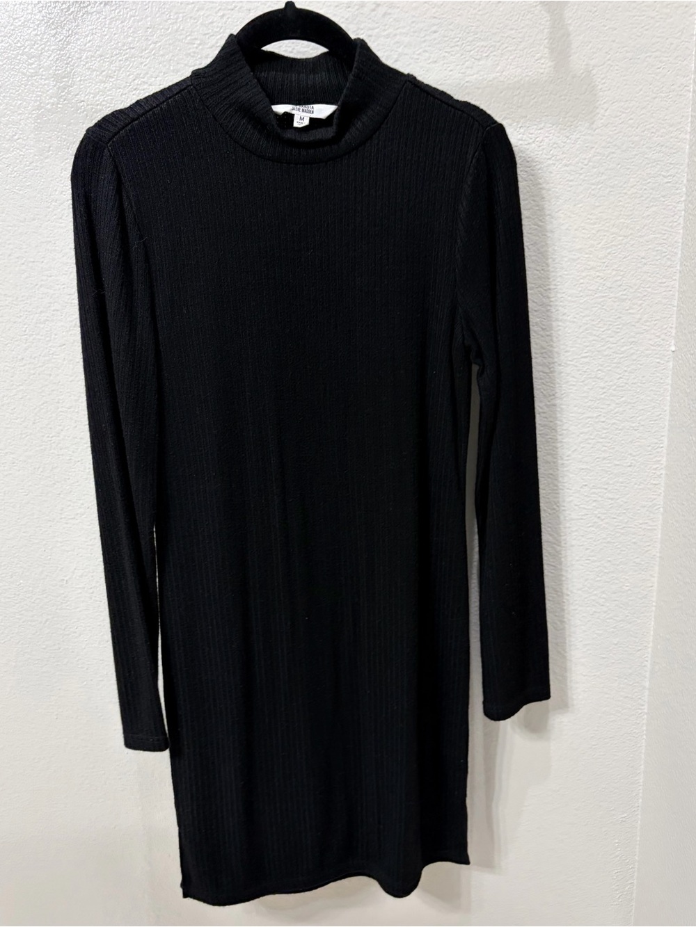 Steve Madden Black Ribbed Mock Neck Mini Dress
